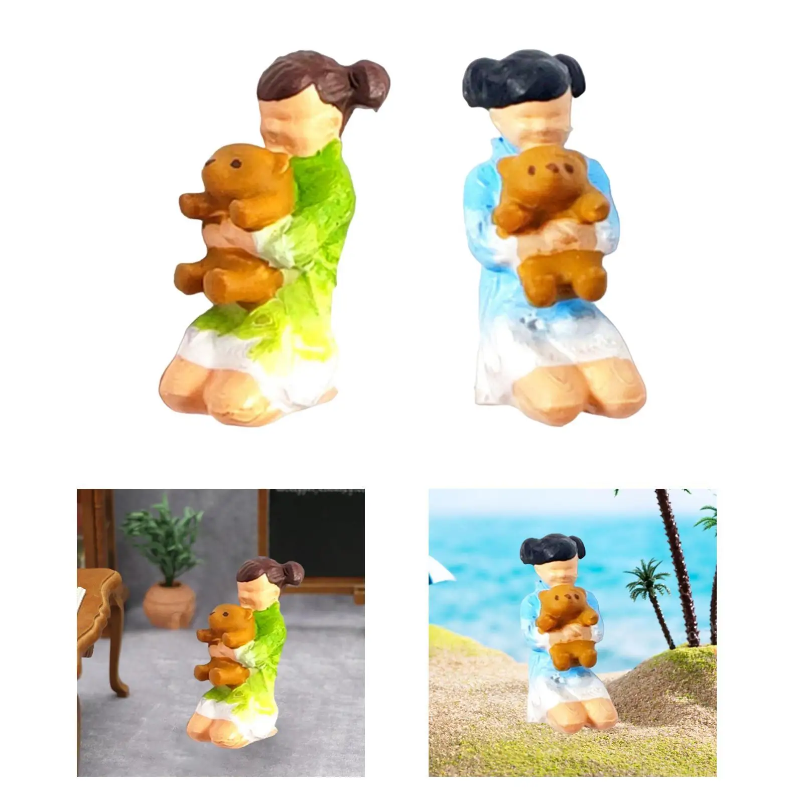 Oso de peluche besándose para niños, figuras de personas en miniatura, modelo de personas en miniatura, accesorios de fotografía, decoración, escala 1/64