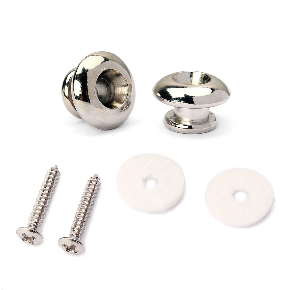 

2 Pcs Mushroom Head Buckle Guitar Mushrooms Strap Button Bass with Lock Metal Locks