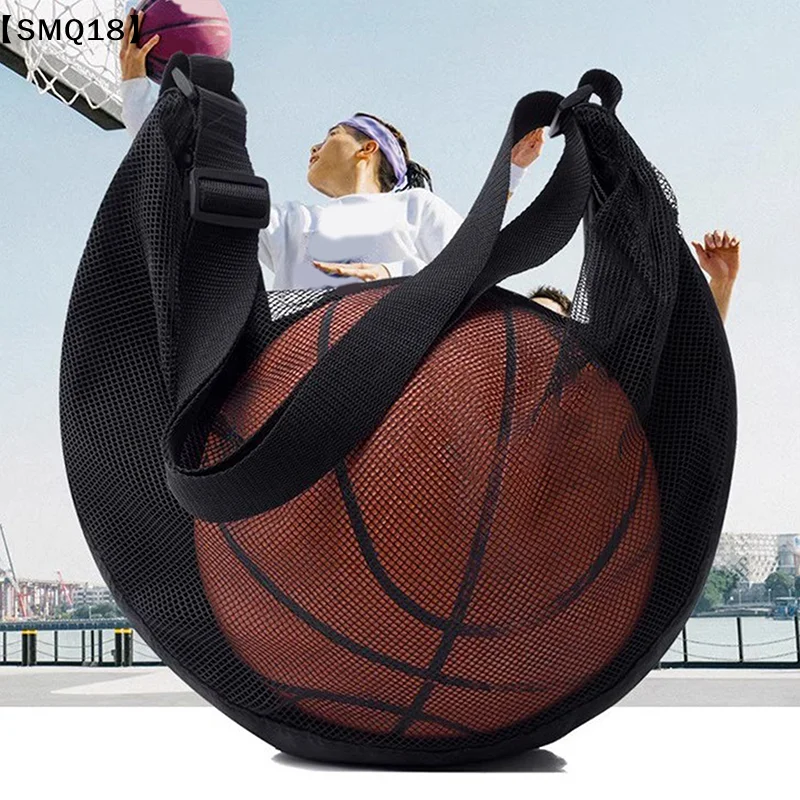 1PCS Single Ball Bag With Zipper Pocket Mesh Ball Storage Bag Sport Equipment Drawstring Storage Net Carrying Basketball【SMQ】