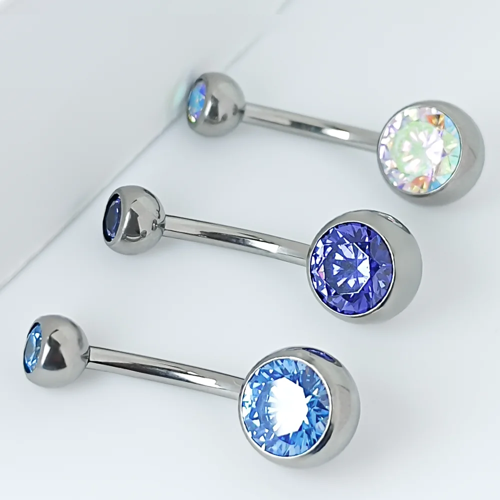 ASTM F136 Titanlegierung Implantatqualität Zirkonia Kugel Bauchnabel Ohrstecker Modischer und sexy 14G Bauchpiercing Körperschmuck – Detail 6