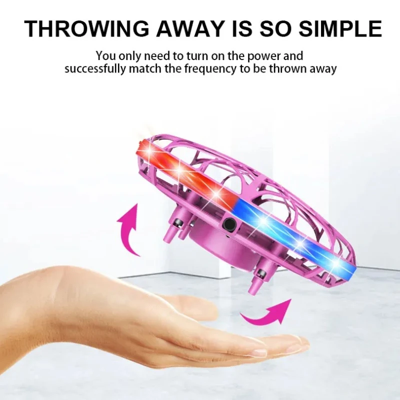 Pesawat induksi UFO, pesawat kendali jarak jauh, bola terbang, drone, gestur cerdas, piring terbang melayang, mainan anak laki-laki