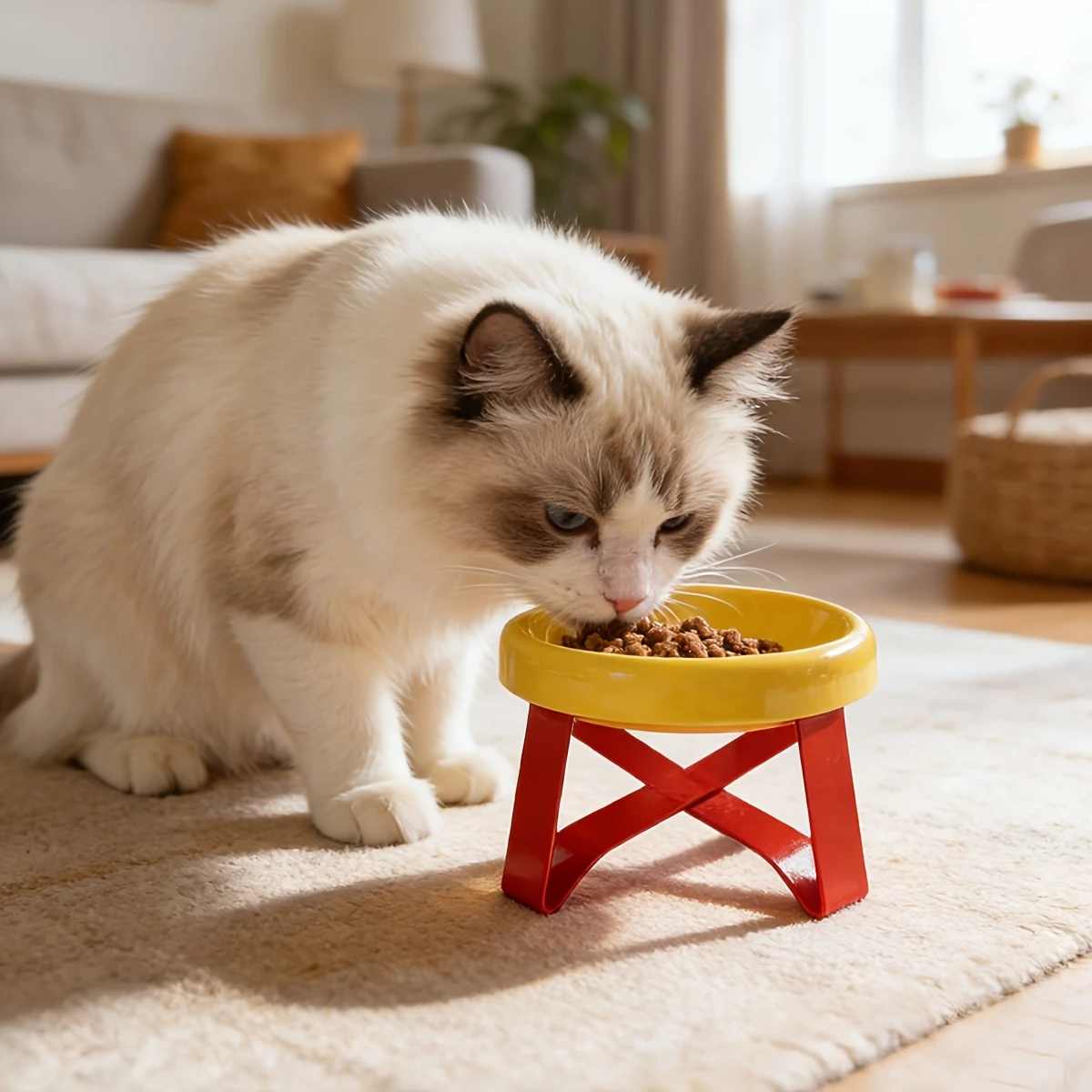 Anti-Spill Elevated Pet Food Bowl,High-Leg Dish,Pet Feeding Bowl with Cervical and Spinal Support Design,Non-Slip Wide Base