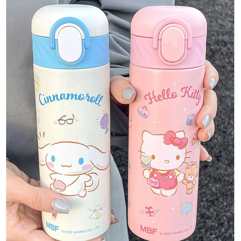 420ml Sanrios HelloKittys Vacuüm Cup Anime Knappe Leuke en Draagbare Thermoskan Student Drinkwaterkoker Roestvrij Staal