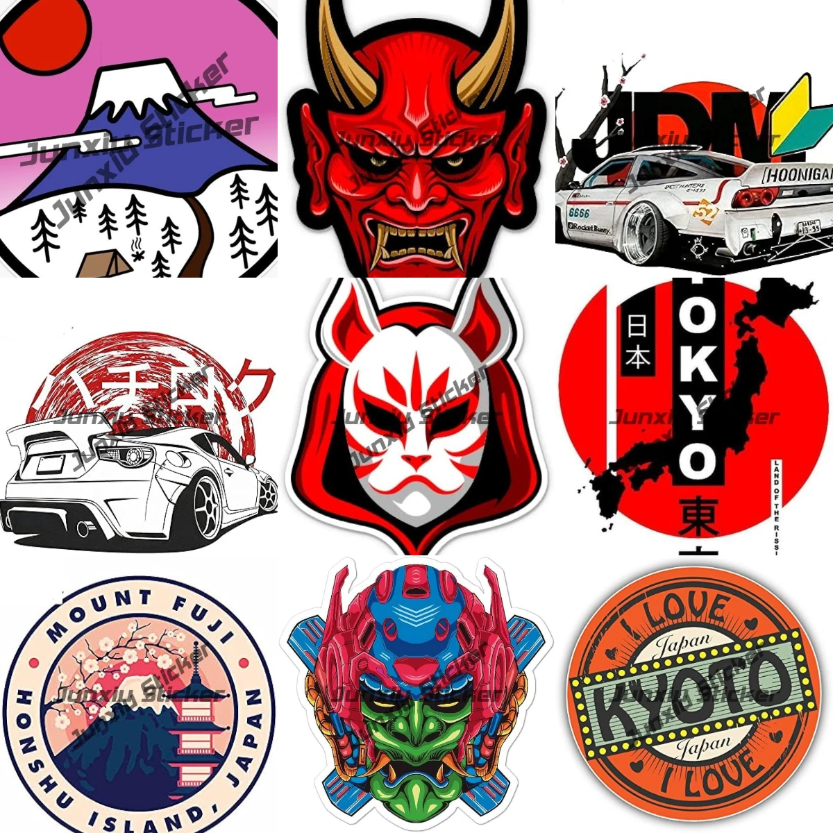 

Japanese Mask Demon Vinyl Sticker Nagoya Yokohama Tokyo Kyoto Japan World City Stamp Travel Label Badge Vinyl Decal Accessories