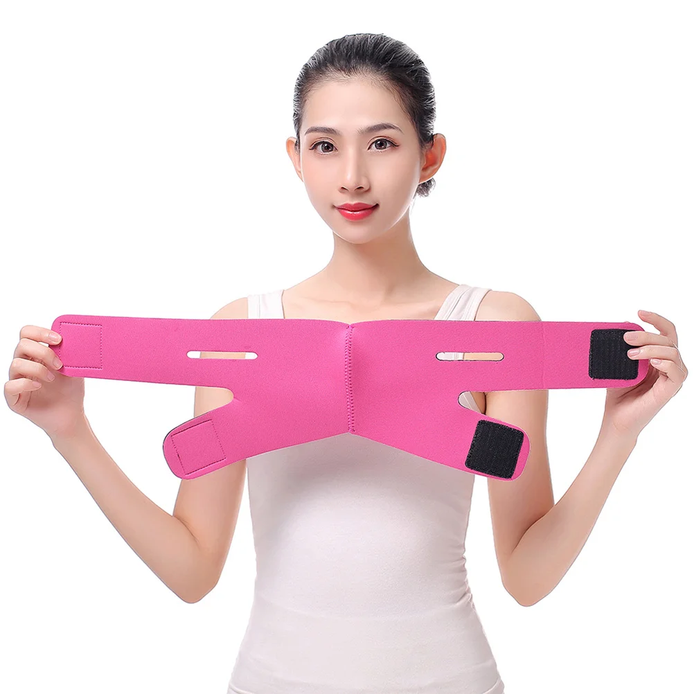 

2Pcs Face Lifting Belt Face Mask Thin Masseter Chin Strap Soft Breathable Adjustable Slimming Support for Snoring Sleep