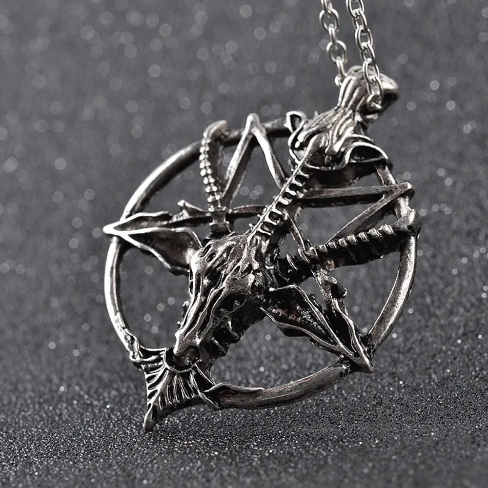 Vintage Charm Women Men Pentagram Pan God Skull Goat Head Pendant Chain Necklaces 2024 New Fashion Jewelry