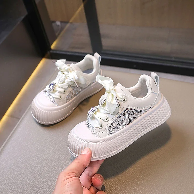 Children\'s Shoe for Girl Sequins Elegant Princess Causal Shoes Spring Autumn Fashion Kids Walking Sneakers Soft Bottom Versatile