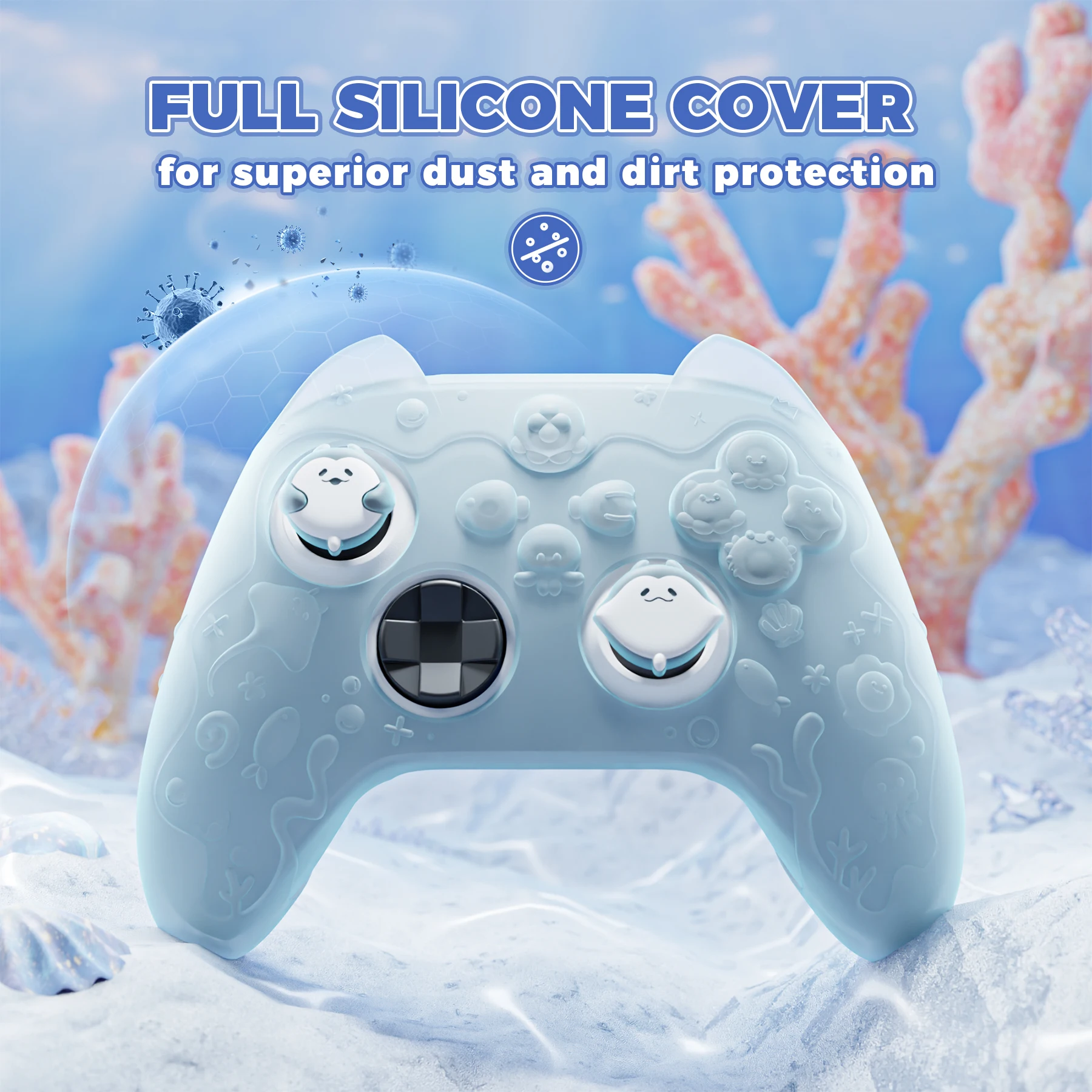 PlayVital Ocean Whisper Series Silicone Cover for Xbox Series X/S Controller,Semi-Clear Soft Grip Skin Full Protection,Mint Blue