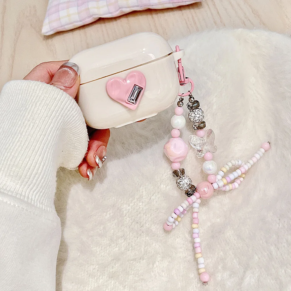 Роскошный 3D бриллиантовый розовый мягкий силиконовый чехол для наушников Apple Airpods 1 3 Pro 2, аксессуары для наушников, чехол с бантом-бабочкой, брелок с подвеской