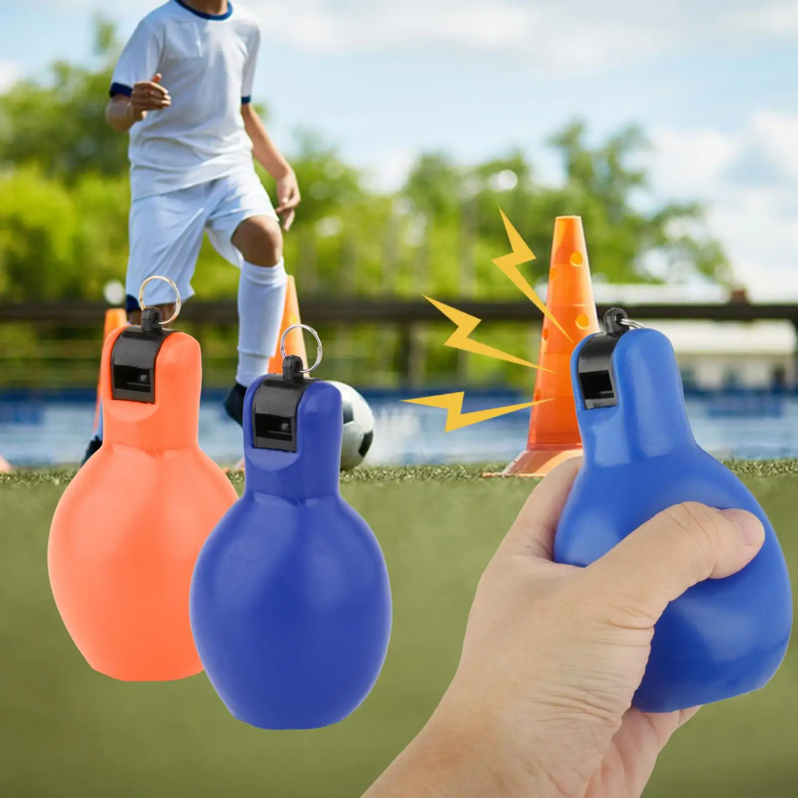 2 Pcs Portable Loud Sound Hand Squeeze Whistles Coaches Whistle for Basketball Trekking Walking Football Boating