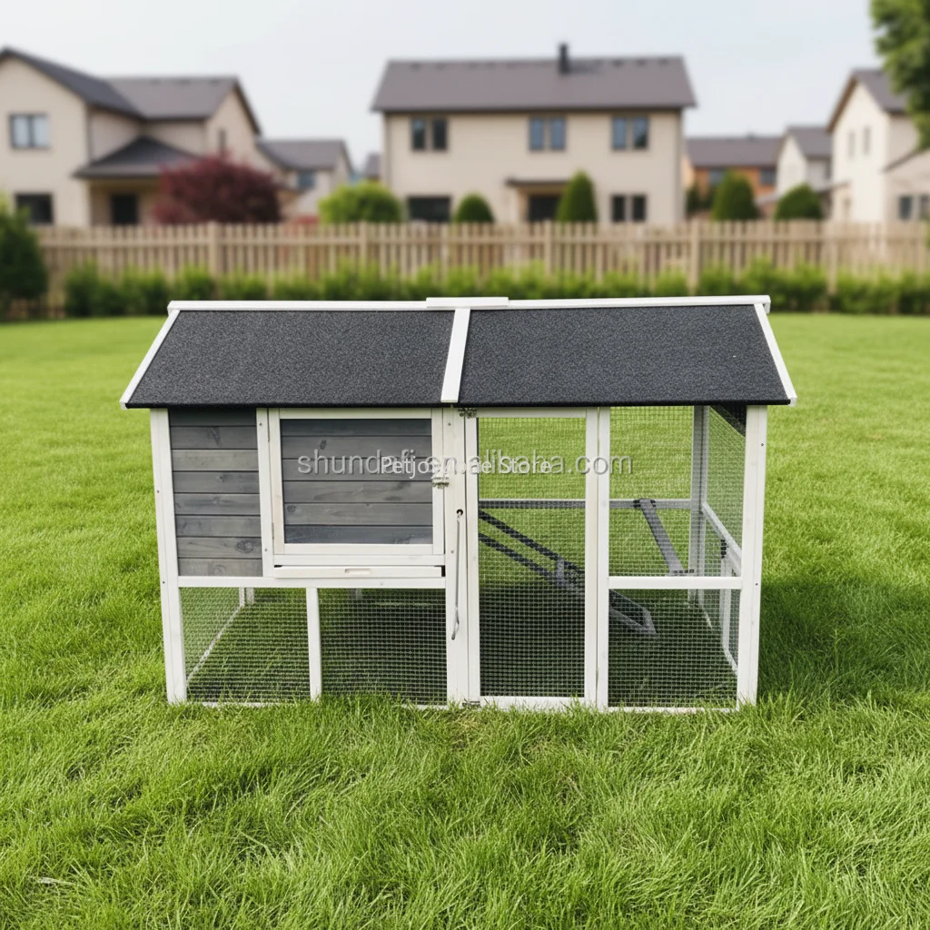 SHUNDA SDC040 Wooden Chicken Cage Button Closure Waterproof Asphalt Roof Large Pet Furniture