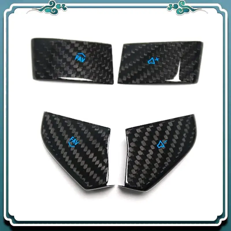 

A54K-Carbon Fiber Car Steering Wheel Button Sticker Decals Trim For Corvette C8 2021-2023
