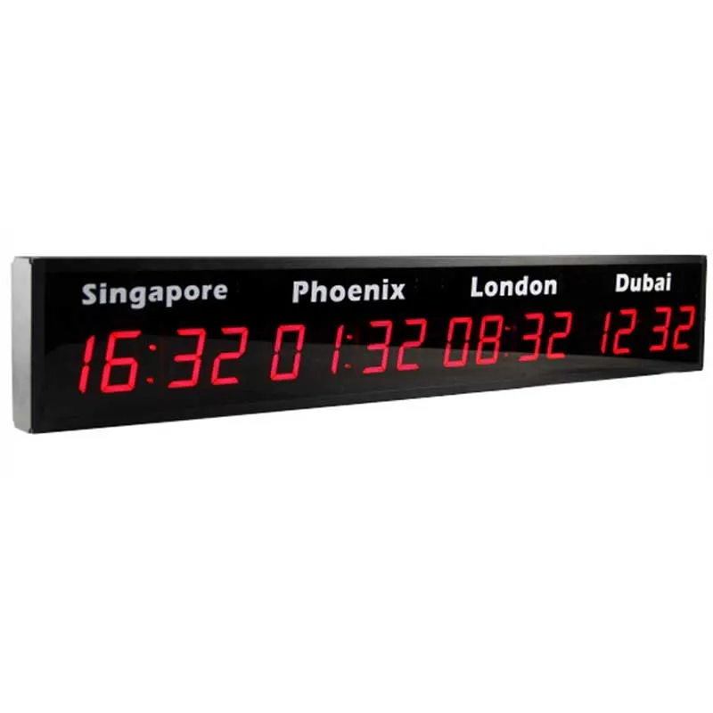 More City Names Time Zone Options Digital Wall LED Display World Clock