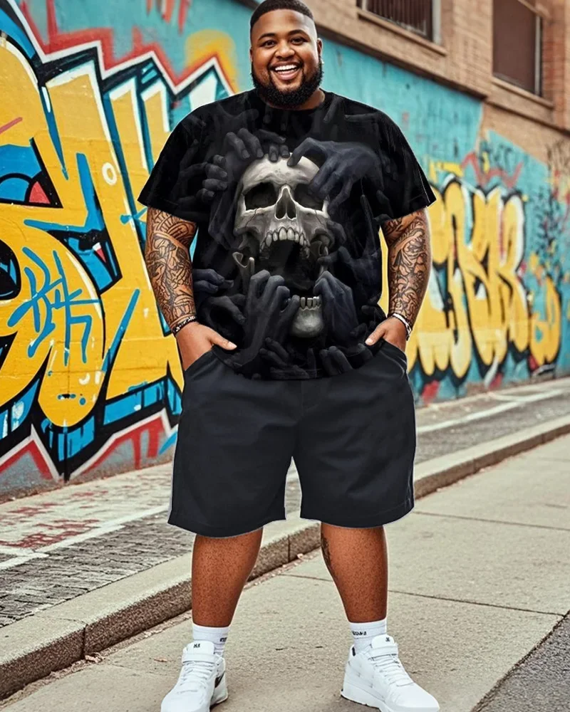 Men's T-shirt Sets Summer New O-neck Funny Skull 3D Printed Half Sleeve Sleeve Suit Breathable Short Sleeve Personality Clothing - view 5