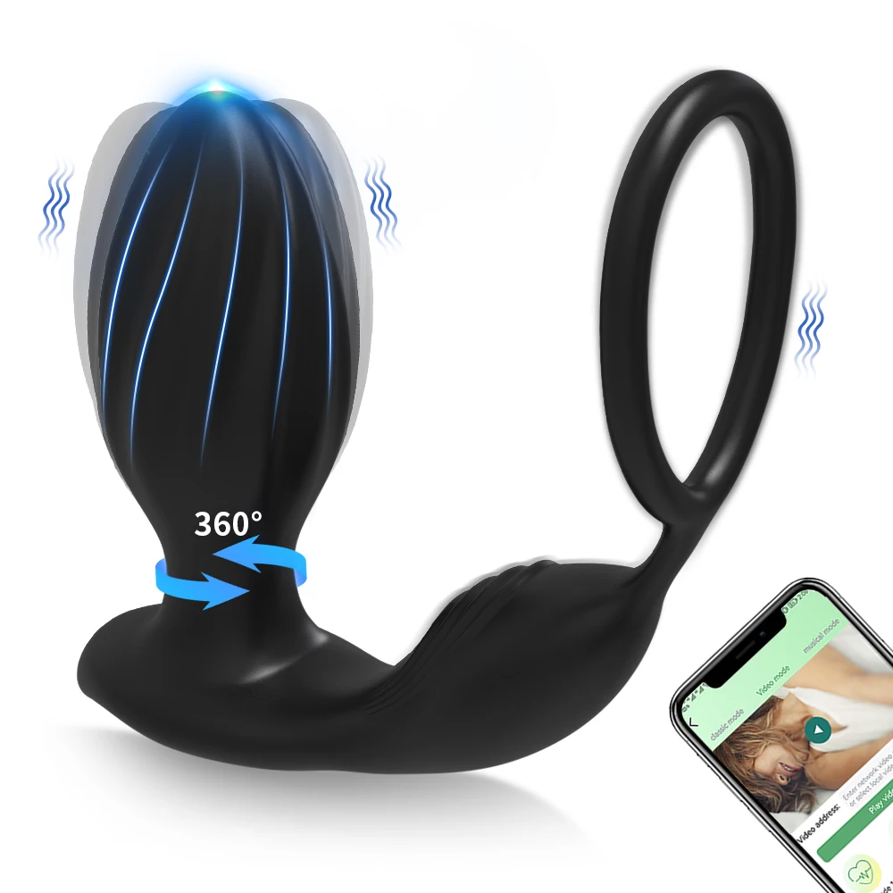 360° Rotation Prostate Massager for Men Vibrating Butt Plug APP Anal Plug Gay Swing Perineum Anal Vibrator Sex Toy for Couples