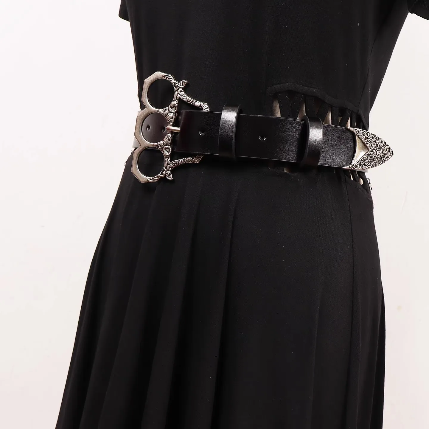 女性のファッション黒本革カマーバンド女性ドレスコルセットウエストバンドベルト装飾ワイドベルト R2378