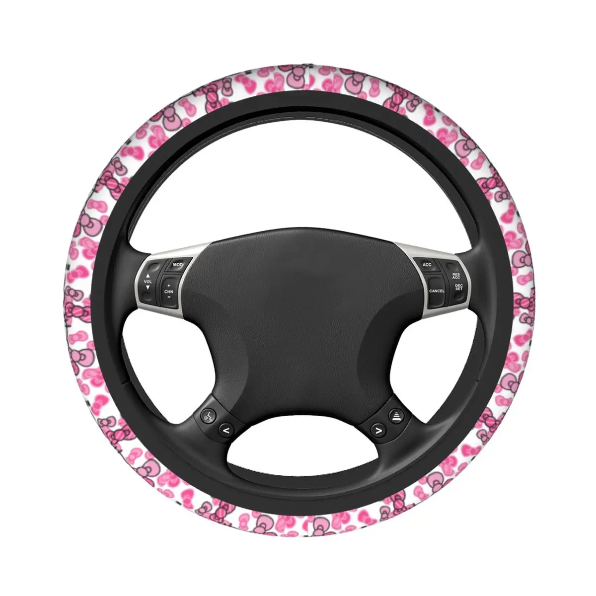 38cm Steering Wheel Covers Hello Kitty Red Cats Cat Cartoon Universal Auto Decoration Elastische Automobile Accessory