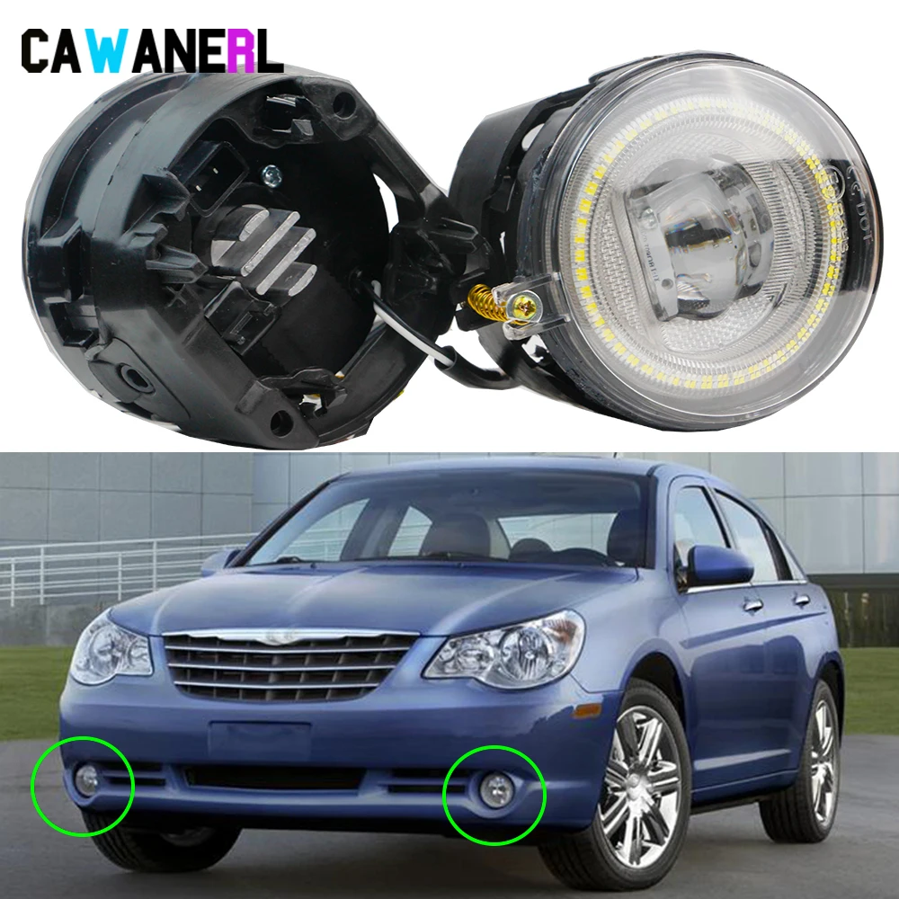 2 X Car Front LED Angel Eye Fog Daytime Running Light DRL 30W 6000LM High Bright For Chrysler Sebring 2010