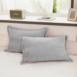 2PCS Thick Warm Winter Pillowcase ,Velvet Flannel Skin-Friendly Pillowshams,Fluffy Fabric Pillow Covers Super Soft Home Textiles