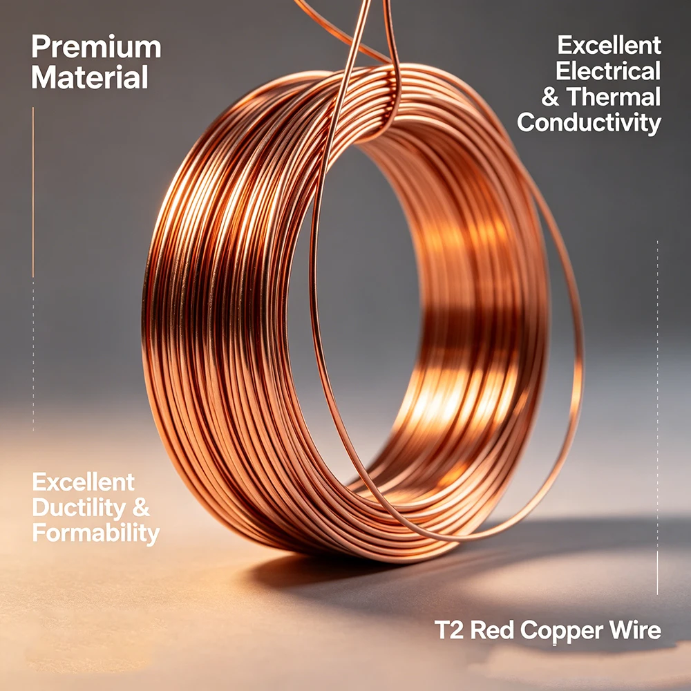 10-20M 100% Bare Copper Wire T2 Round Solid Conductive Pure Copper Coil 0.2/0.3/0.4/0.5-1.8mm for Cable Electric Wire DIY Craft