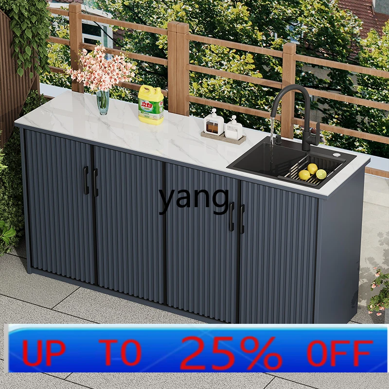LHH  aluminum alloy wash basin basin sink integrated cabinet waterproof and sunscreen outdoor courtyard