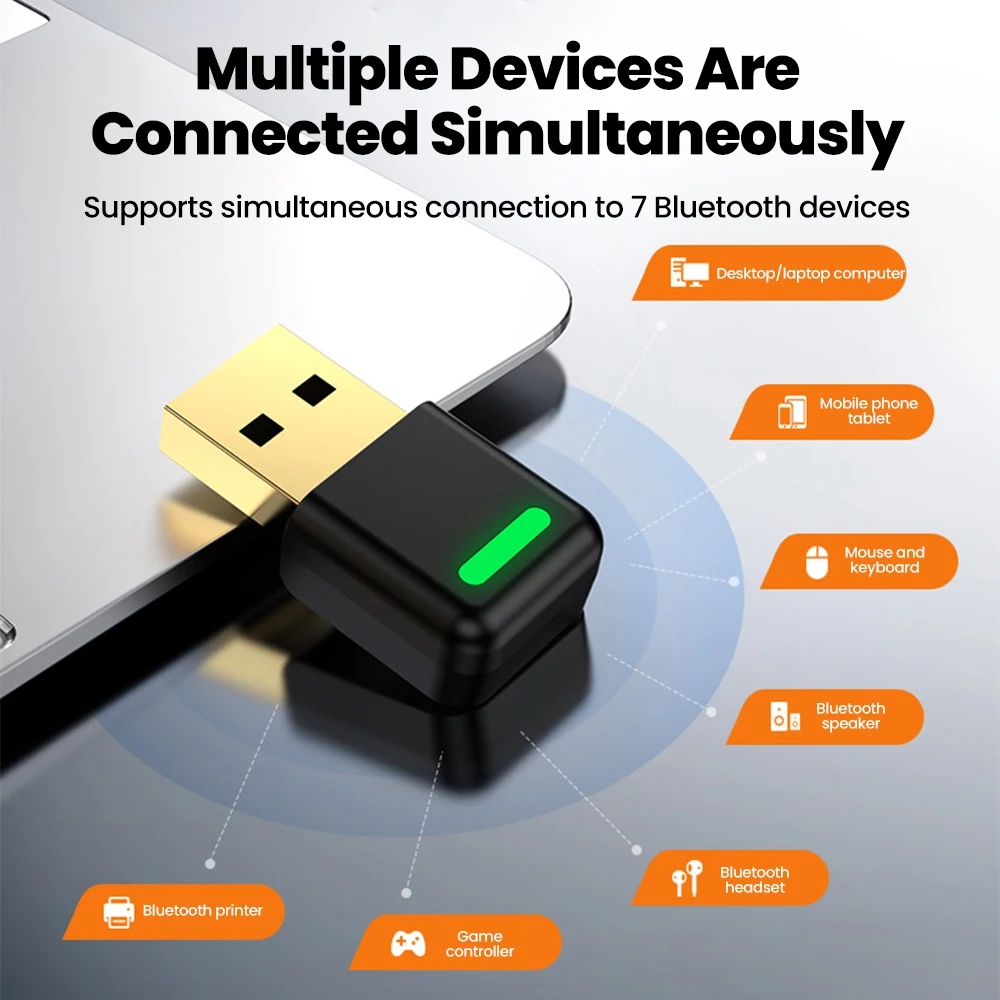 USB Bluetooth6.0 Adapter Dongle Driver Free Adapter Wireless Bluetooth Receiver Transmitter For Windows 11/10/8.1/7 System