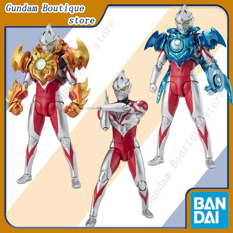 Bandai genuíno shf ultraman arco & solis armadura anime figura de ação articulações colecionáveis modelo móvel brinquedos ornamentos presente crianças