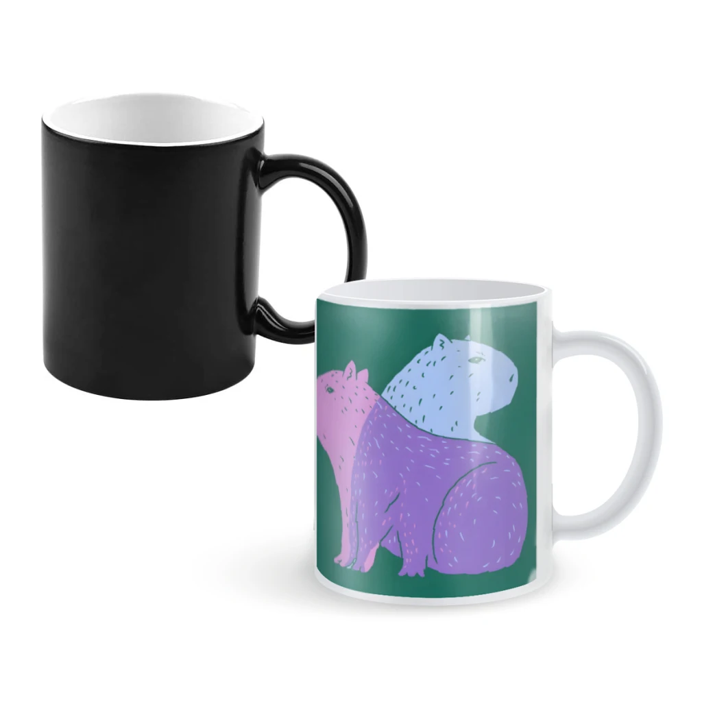 

Two CapybarasCoffee Mugs And Mug Creative Color Change Tea Cup Ceramic Milk Cups Novelty Gifts
