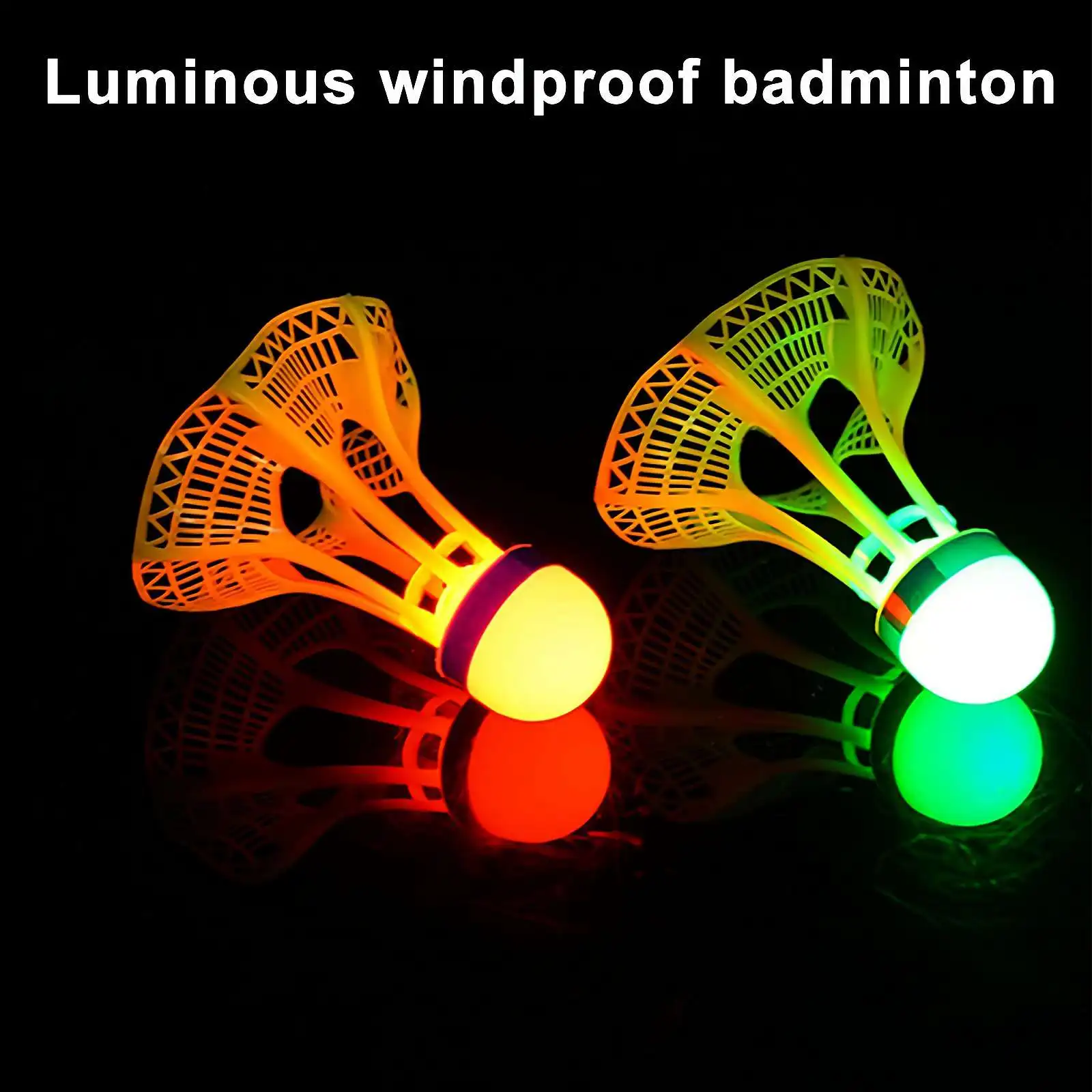 Bola de bádminton luminosa a prueba de viento, súper duradera e irrompible, Bola de nailon brillante fluorescente para exteriores con luz