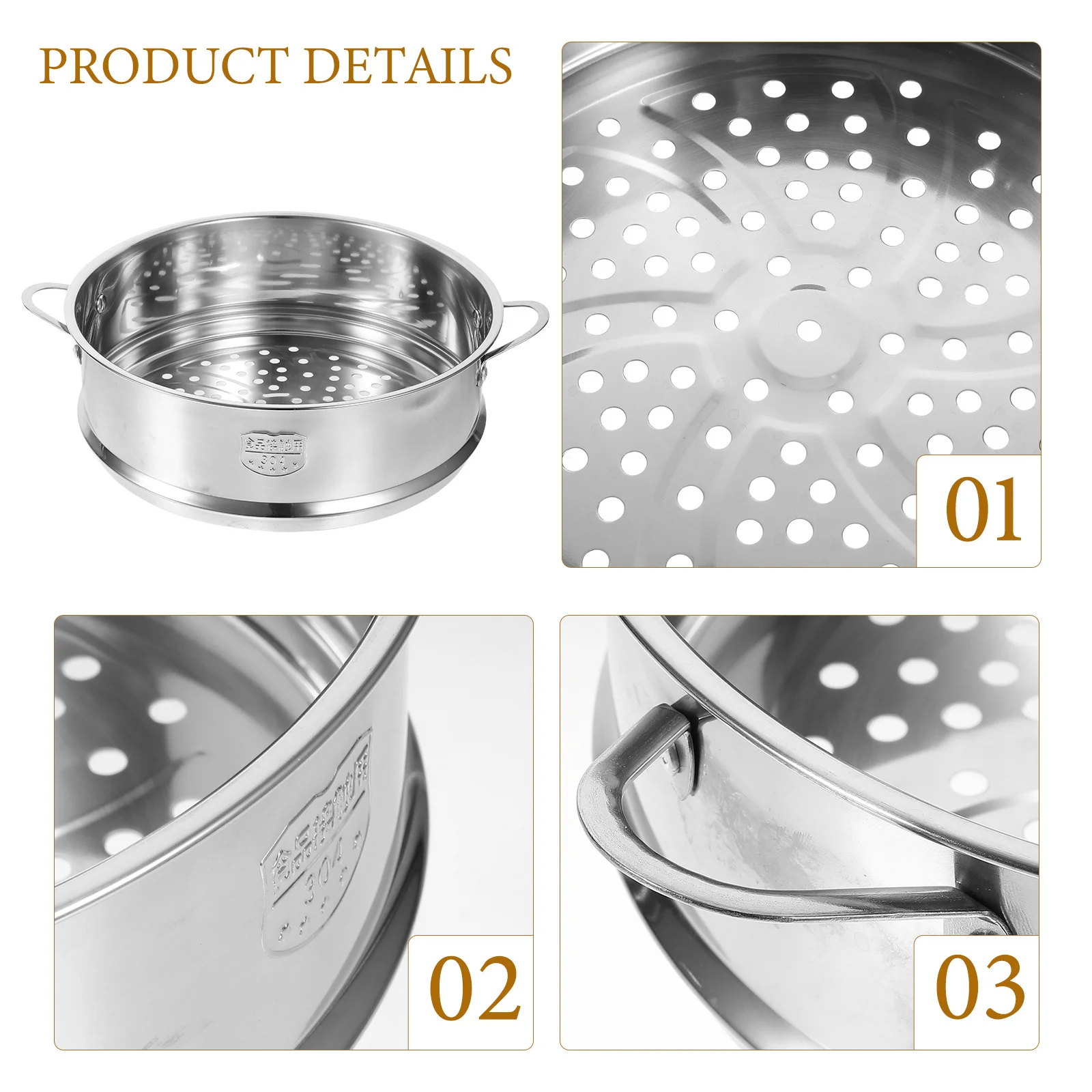 

Stainless Steel Steamer Basket Multi functional Kitchen Tool for Buns Rice Eggs Seafood Corn Steaming Food Dumpling Pan