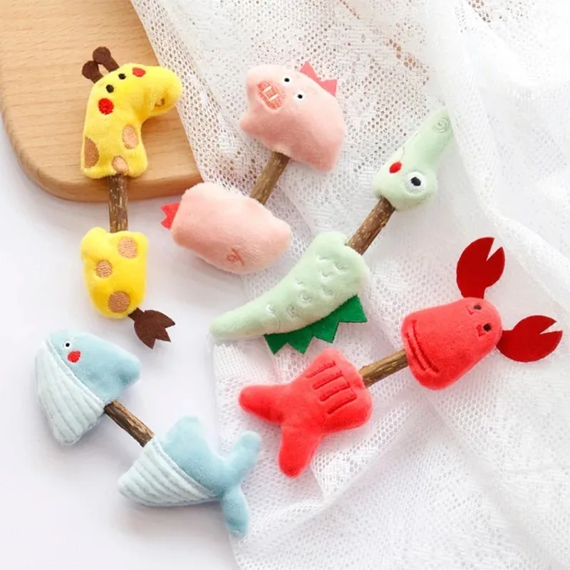 Pure Natural Catnip Wood Cat Toy Safety Molar Toothpaste Branch Cute Doll Kitten Toys Cat Snacks Pet Supplies for Cleaning Teeth