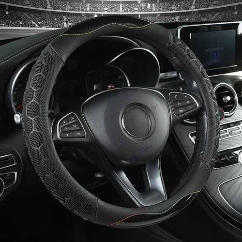 Imagen 2 del producto Protector para volante de coche Gran agarre con diseño antideslizante de panal 3D, universal 14,5-15 pulgadas