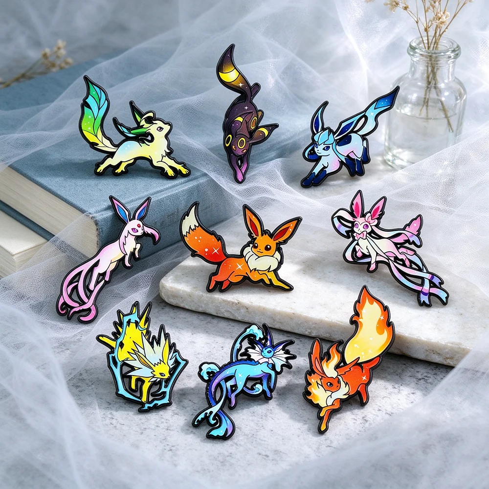 9Pcs Fantasy Monster Fox Enamel Pins, Lapel Brooch Badges, Metal Pins for Backpack Kawaii Creature Collectible Gift