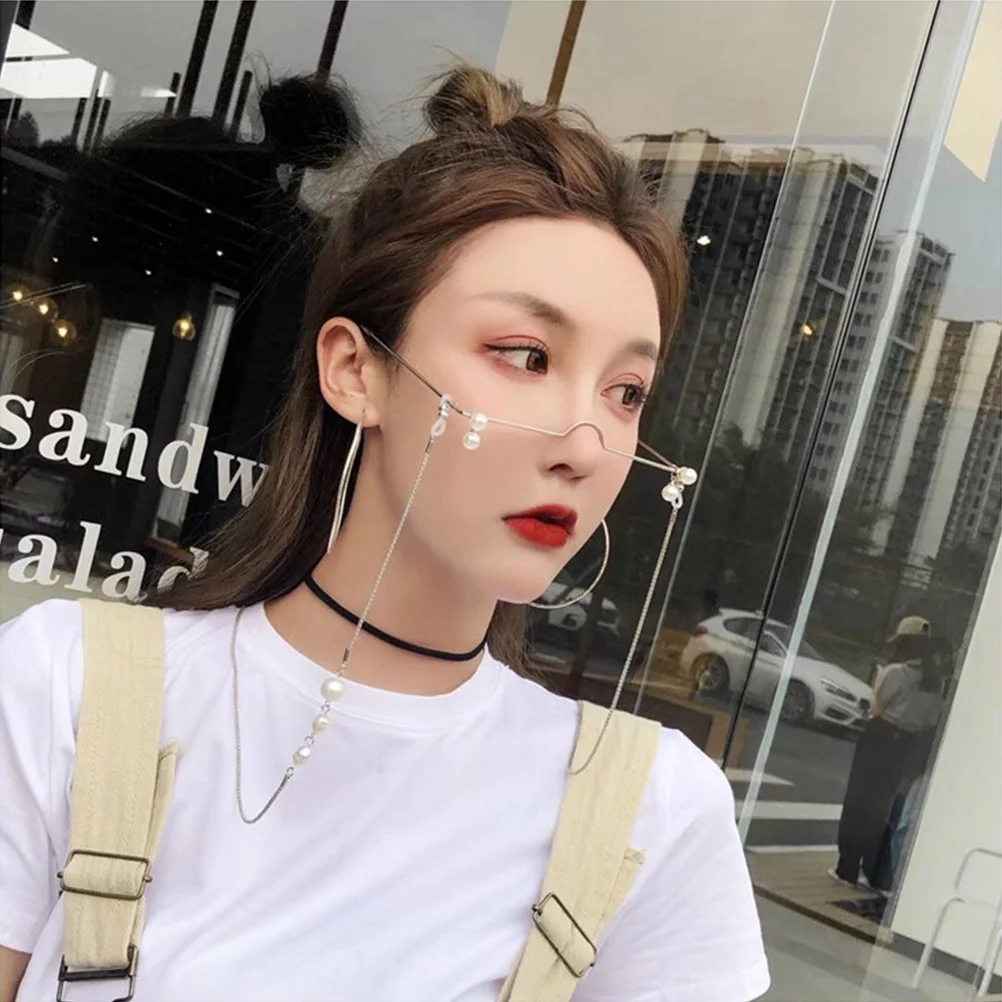 

1Pcs Pearl Embedded No Lens Glasses Frame Photo Holder Photo Props Holiday Party Use No Lens Eyeglasses Metal Eyeglasses Frame