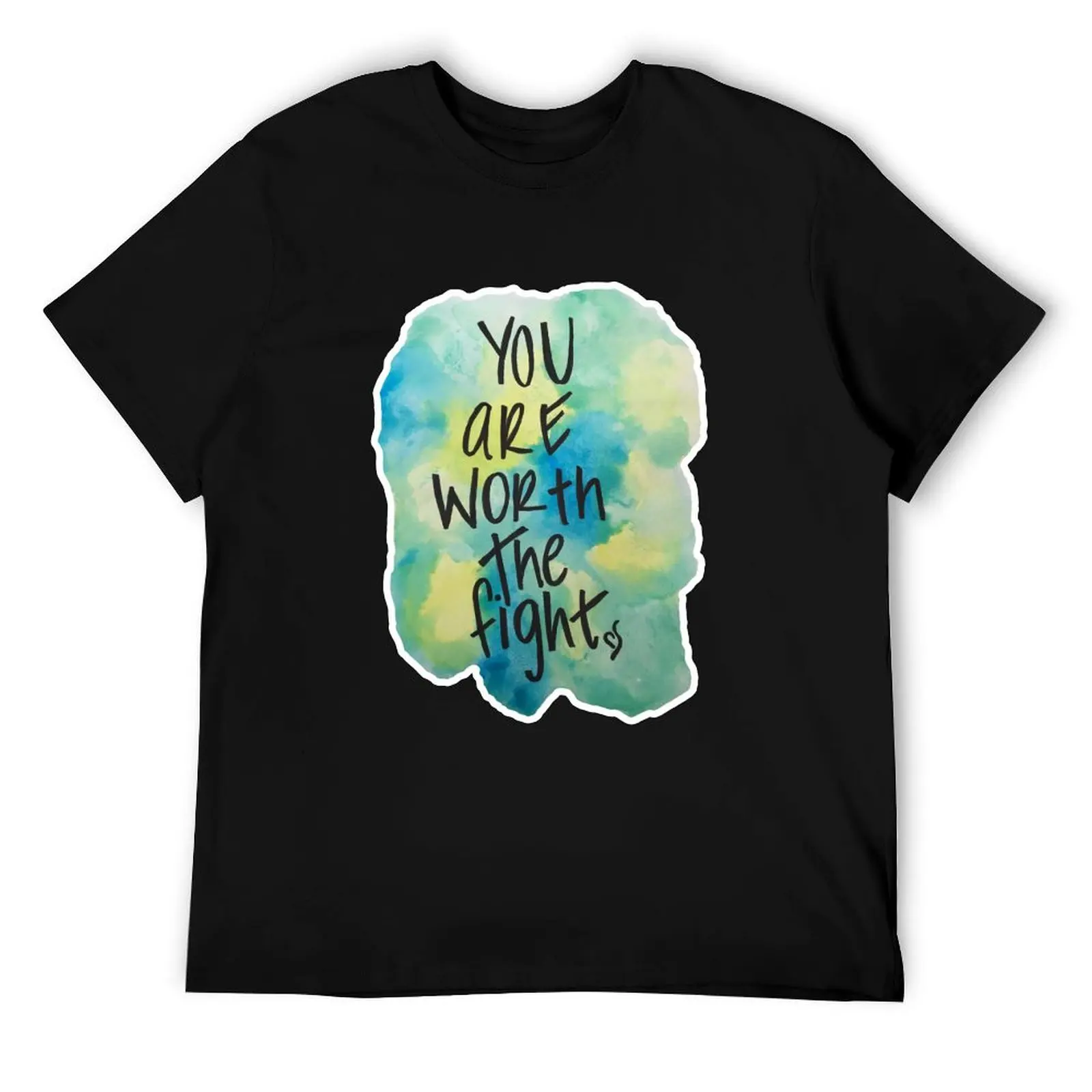 

Eating Disorder Recovery You are Worth the Fight Watercolor Neda Quote T-Shirt t shirt man casual t shirts with prints T-Shirt