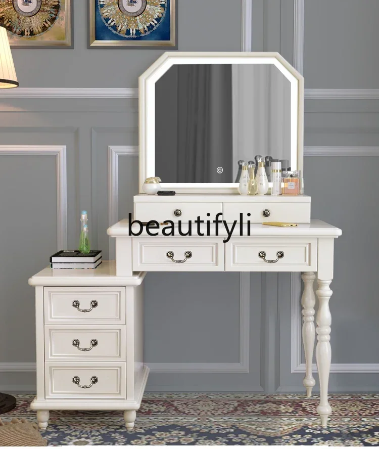 

Solid wood American mini small apartment storage intelligent led with lamp storage cabinet integrated dresser