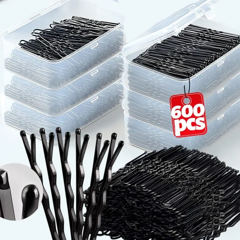 

60/600pcs Black Invisible Hair Clips Bobby Pin Wavy Hairpin Hairstyle Styling Women Metal Hair Grip Barrette Hair Accessories