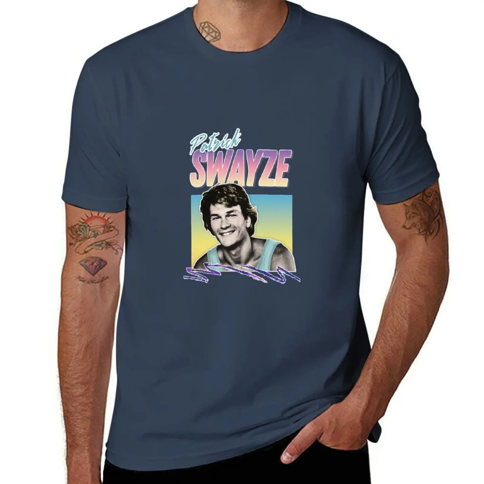 

Patrick Swayze - Retro 90s Styled Fanart Design T-Shirt T-Shirt anime t shirts for man mens graphic t shirts T-Shirt