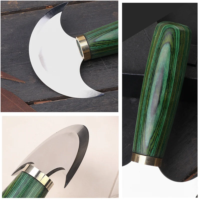 1Pc Professional Cutting Knife Half Round Blade Craft Knife DIY Handcraft Wood Handle Cutting Skiving Cutter Tool