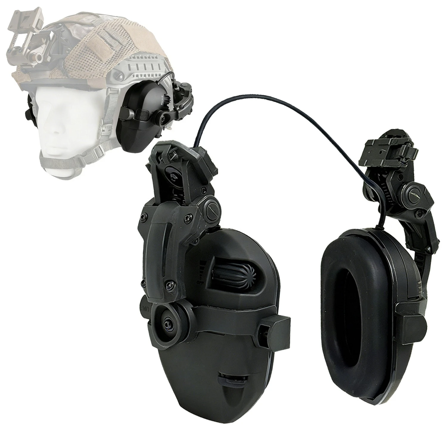 Helmet Mounted Tactical Earmuffs Electronic Active Noise Cancelling NRR 23dB Hearing Protection for Shooting Range