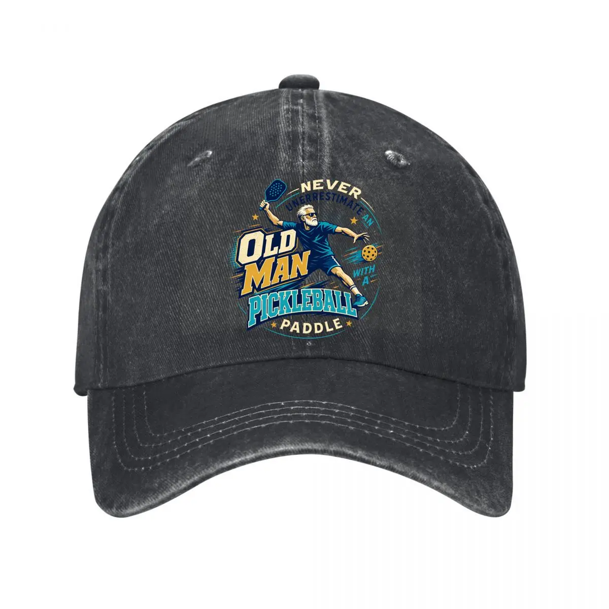 Casquette de baseball Fearless Senior Pickleball Power Sta 2026 en coton délavé style vintage, chapeau de soleil