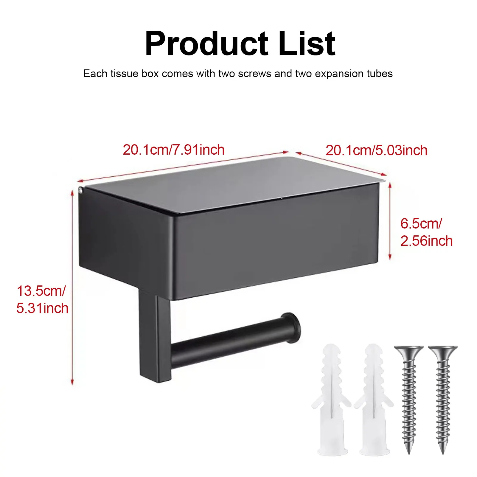 Toilet Paper Holder with Shelf Bathroom Wall-mounted Paper Roll Holder Stainless Flushable Wet Wipes Dispenser 7.91*5.04*5.31in - Image 6