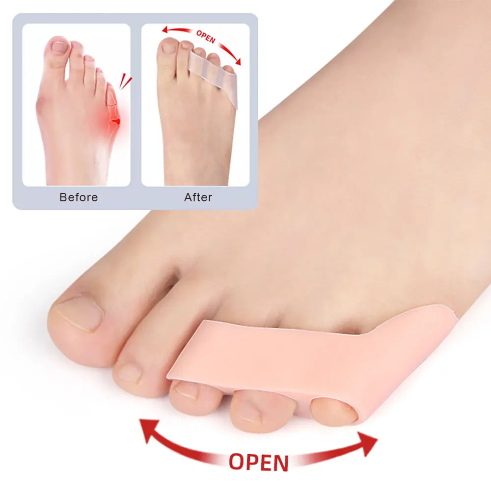 2pcs Transparent Silicone Gel Straightener Pain Relief Toe Protector Three-Hole Little Toe Bunion Foot Care Tools