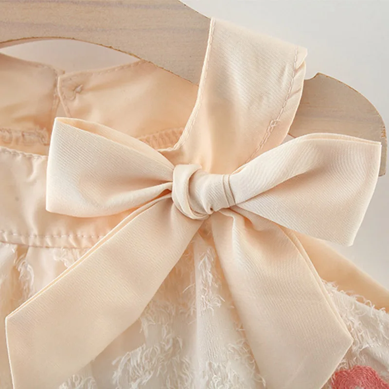 فستان الأميرة الصيفي الجديد للفتيات الصغيرات على شكل زهرة حلوة، ملابس أطفال بفيونكة لطيفة مناسبة للأطفال من عمر 9 أشهر إلى 3 سنوات