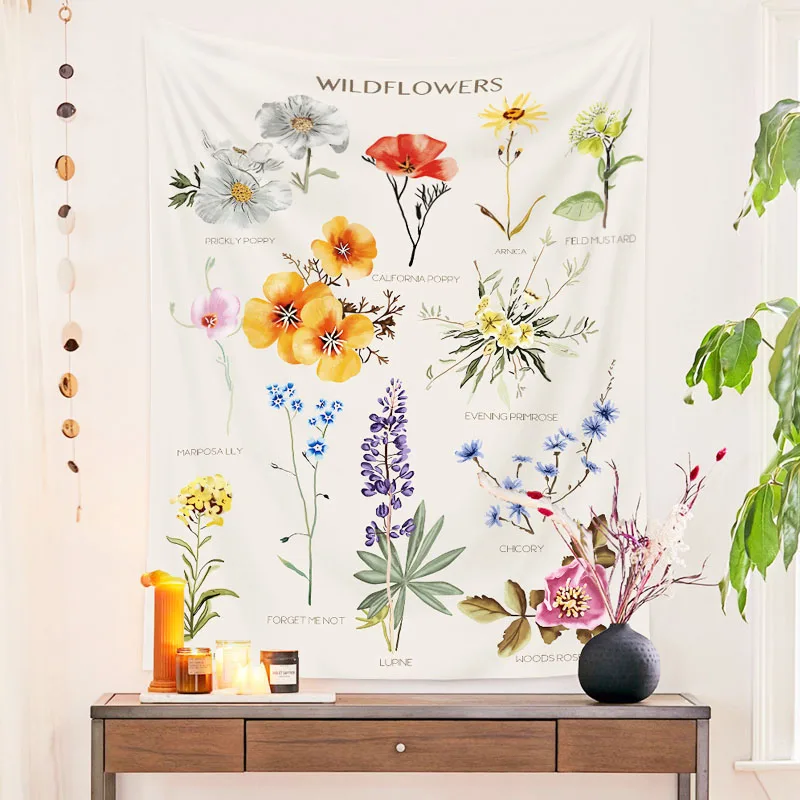 

Flowers Ins Wind Hanging Cloth Festival Party Decoration Tapestry Birthday Wedding Lover Photography Bedroom Background Decorate