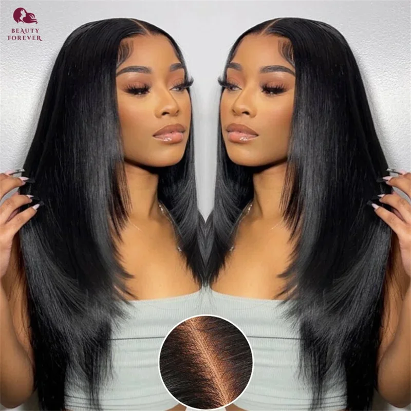 

Beautyforever 13x4 Drawstring Straight Lace Frontal Human Hair Wig Density 180% Layer Cut HD Lace Glueless Human Hair Wig