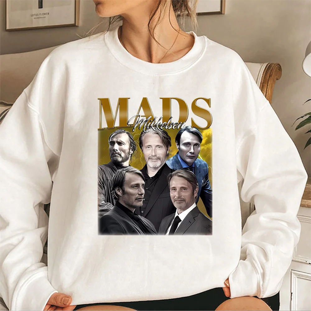 Mads Mikkelsen Sweatshirt Vintage Hannibal Lecter Shirt Mads Mikkelsen Homage Hoodie Retro 90s Hip Hop Jumper Trendy Sweatshirts