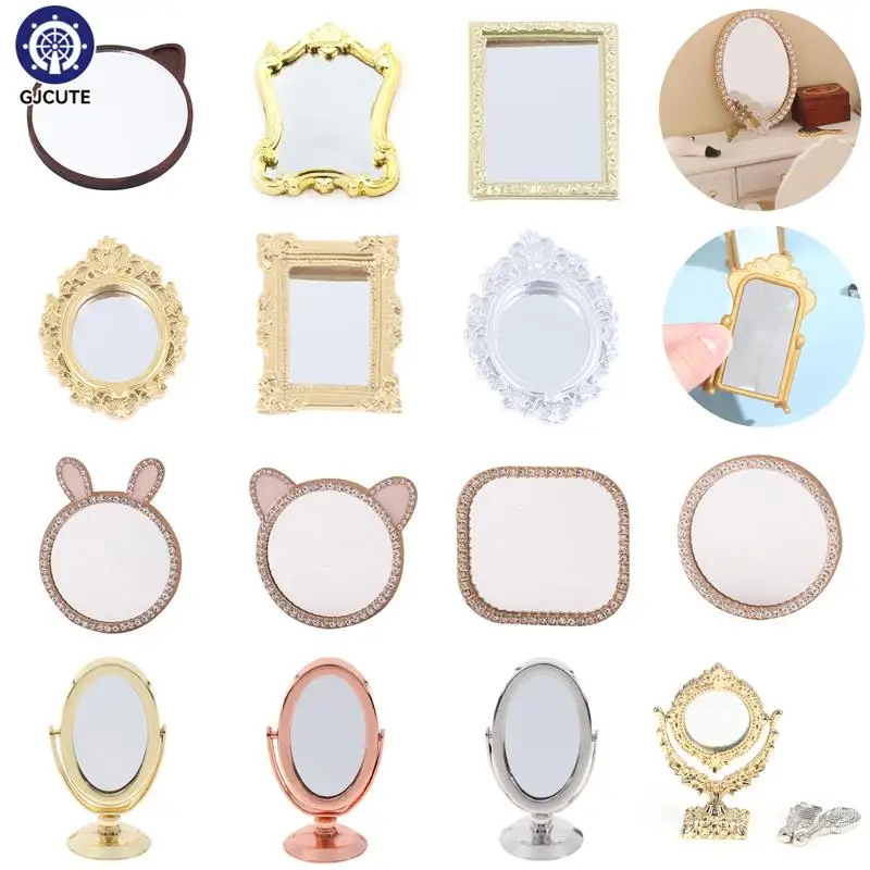 1:12 Dollhouse Miniature Frame Accessories Miniature Mirror Wall Room Mirrors Furniture Toy Kids Doll House Decoration Mirror