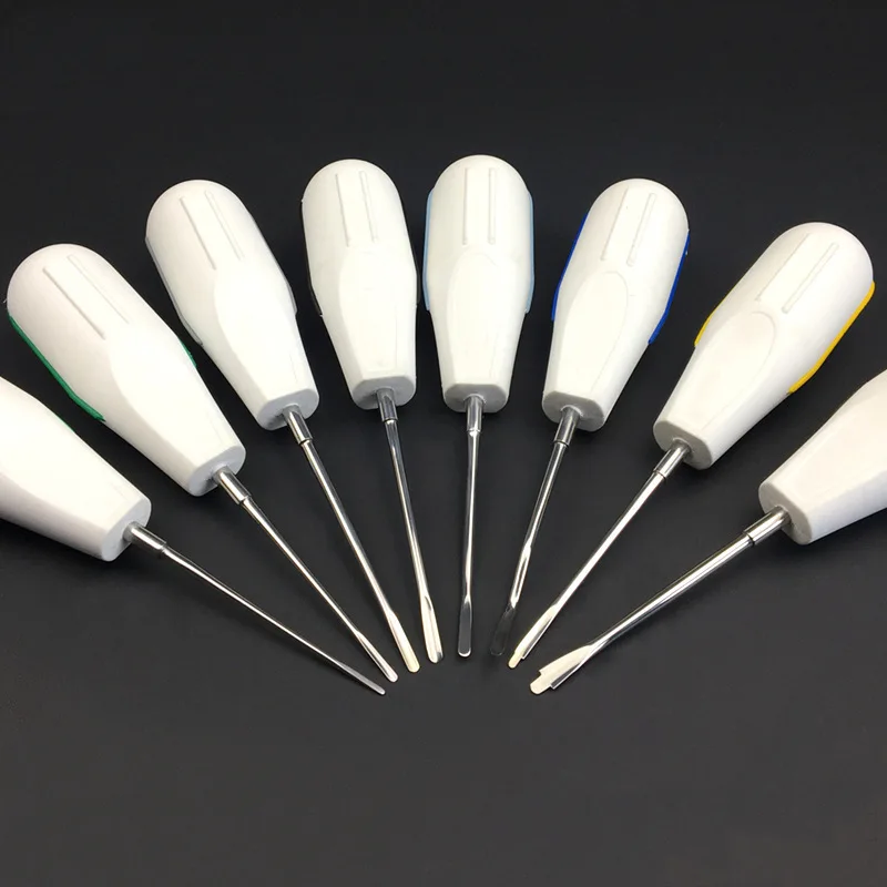 8PCS/set Dental Tooth Extraction Collar Luxating Elevators Tooth Extraction Dental with Plastic Handle with Plastic Handle