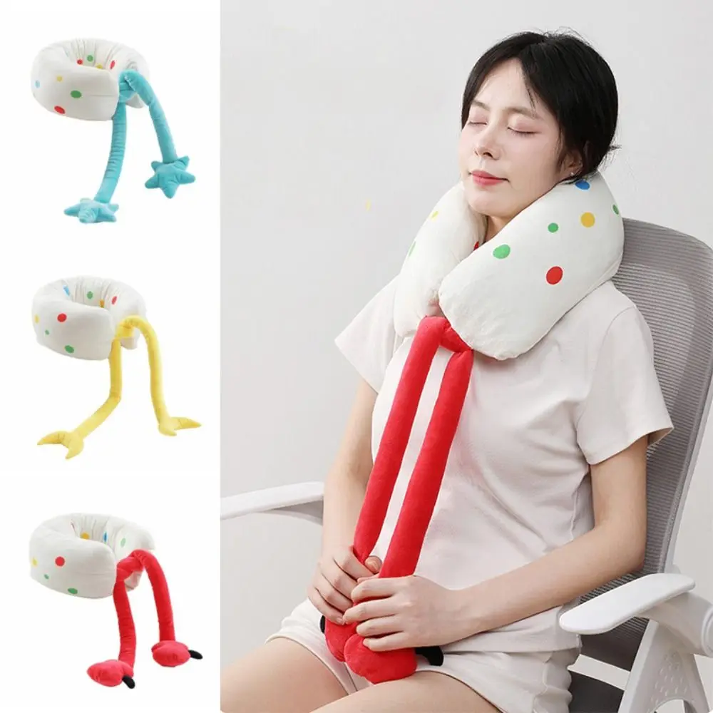 

U Shaped Travel Neck Pillow Cartoon Design Breathable Neck Support Pillow Adjustable PP Cotton Airplane Pillow